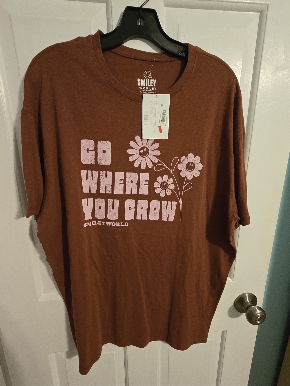 SmileyWorld "Go Where You Grow" Brown Graphic Tee